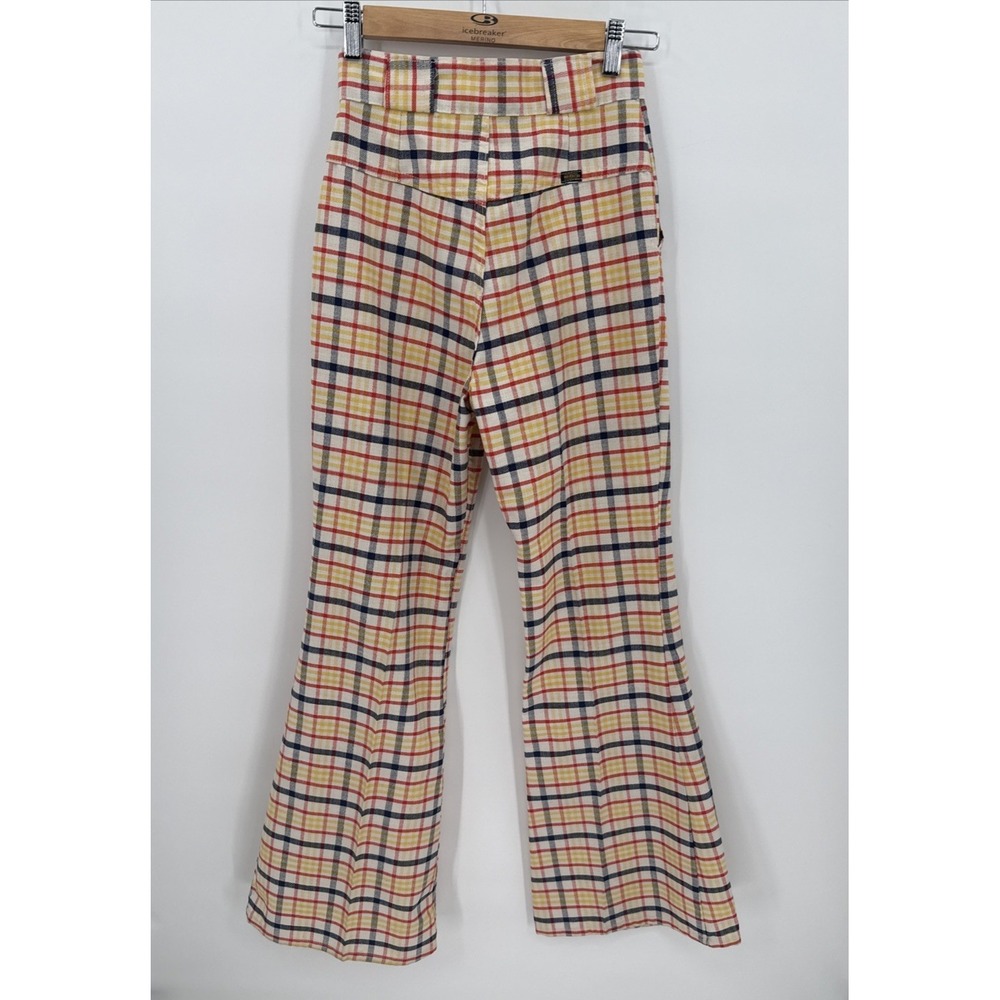 Vintage Maverick Womens 70's Plaid Woven Bell Bottom Pants Size 25x31 Retro USA - Picture 8 of 13